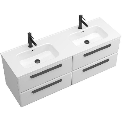 Тумба под раковину Cezares Eco-Cer-N 140 ECO-CER-N-1400-4C-SO-2-BL подвесная Bianco Lucido без ручек