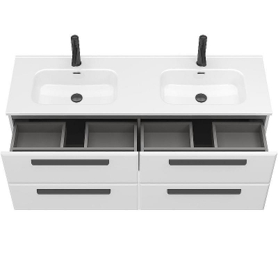 Тумба под раковину Cezares Eco-Cer-N 140 ECO-CER-N-1400-4C-SO-2-BL подвесная Bianco Lucido без ручек