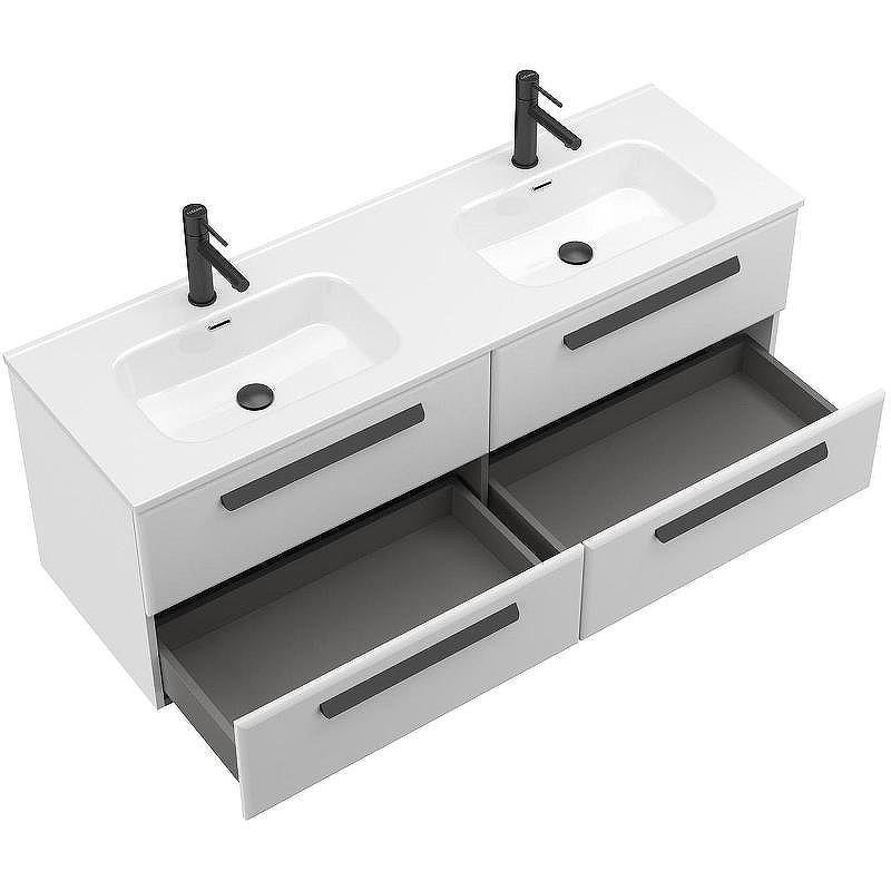 Тумба под раковину Cezares Eco-Cer-N 140 ECO-CER-N-1400-4C-SO-2-BL подвесная Bianco Lucido без ручек, купить, цена, заказать, магазин, доставка, скидка, промокод, купить, цена, заказать, магазин, доставка, скидка, промокод