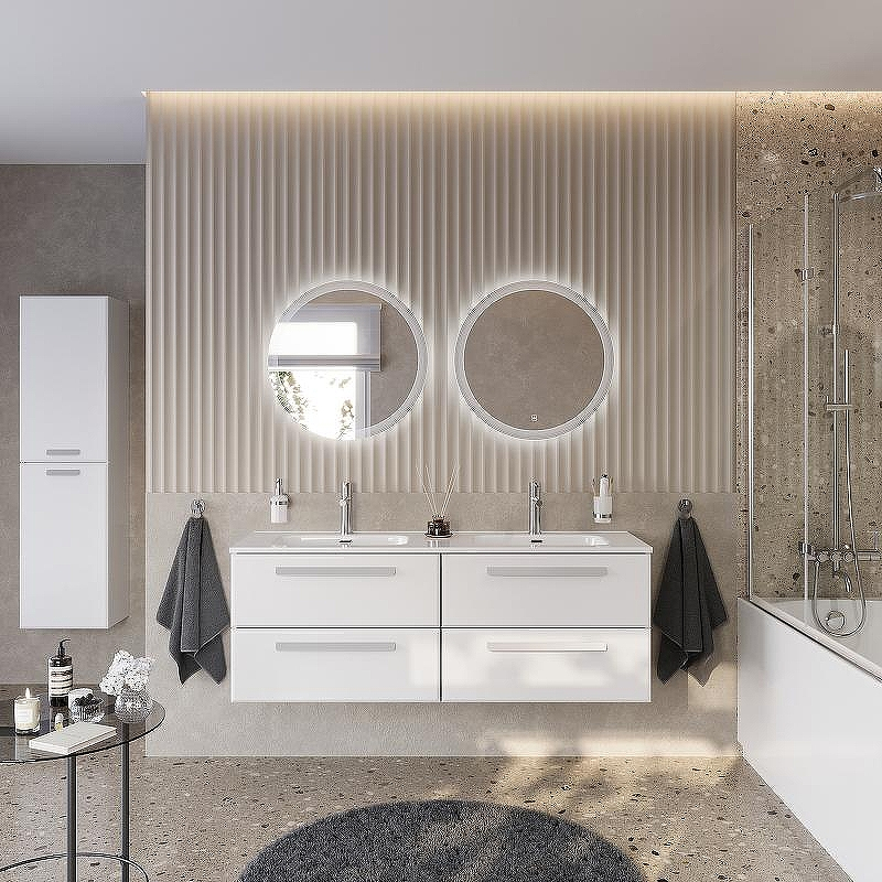 Тумба под раковину Cezares Eco-Cer-N 140 ECO-CER-N-1400-4C-SO-2-BL подвесная Bianco Lucido без ручек, купить, цена, заказать, магазин, доставка, скидка, промокод, купить, цена, заказать, магазин, доставка, скидка, промокод