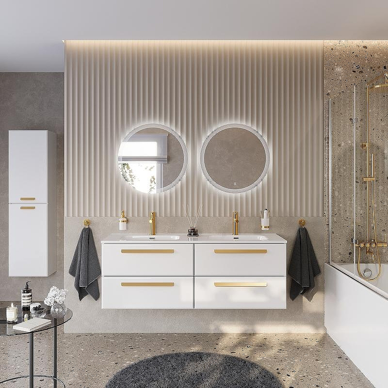 Тумба под раковину Cezares Eco-Cer-N 140 ECO-CER-N-1400-4C-SO-2-BL подвесная Bianco Lucido без ручек, купить, цена, заказать, магазин, доставка, скидка, промокод, купить, цена, заказать, магазин, доставка, скидка, промокод