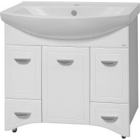 Тумба с раковиной Misty Дрея 85 СО000001500 с бельевой корзиной Белая, купить, цена, заказать, магазин, доставка, скидка, промокод, купить, цена, заказать, магазин, доставка, скидка, промокод