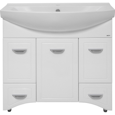 Тумба с раковиной Misty Дрея 85 СО000001500 с бельевой корзиной Белая