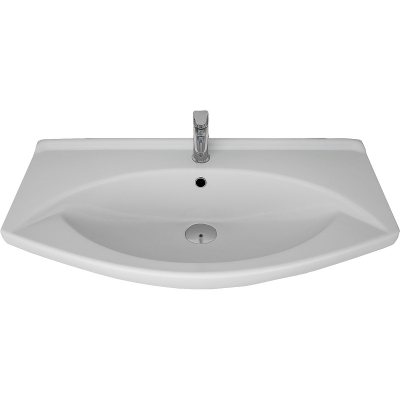 Тумба с раковиной Misty Дрея 85 СО000001500 с бельевой корзиной Белая