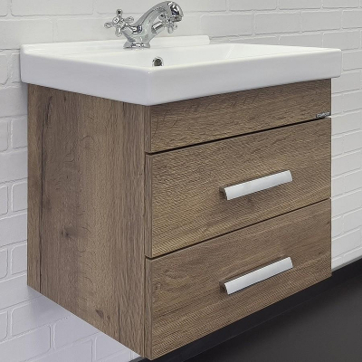 Тумба с раковиной Comforty Никосия 50П 00-00018026 подвесная Дуб темный