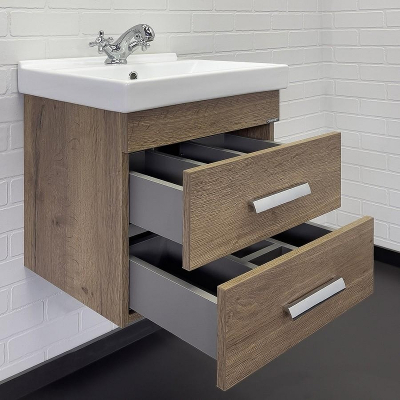 Тумба с раковиной Comforty Никосия 50П 00-00018026 подвесная Дуб темный