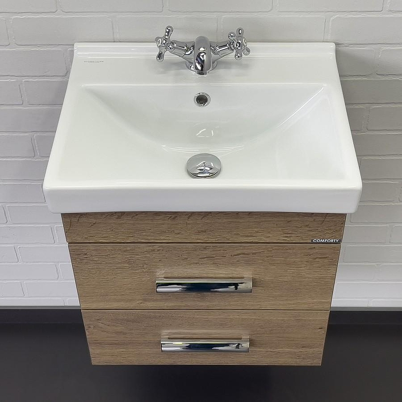 Тумба с раковиной Comforty Никосия 50П 00-00018026 подвесная Дуб темный, купить, цена, заказать, магазин, доставка, скидка, промокод, купить, цена, заказать, магазин, доставка, скидка, промокод
