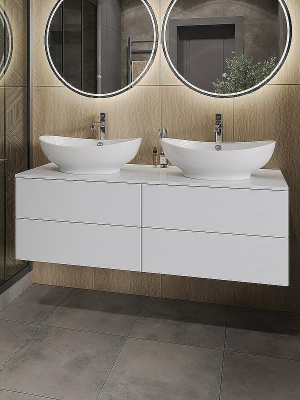 Тумба под раковину Orange Otto Ot-130TuMDF подвесная Белый глянцевый