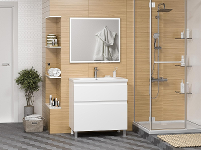 Тумба с раковиной Misty Лаки 80 УТ000024249 Белая