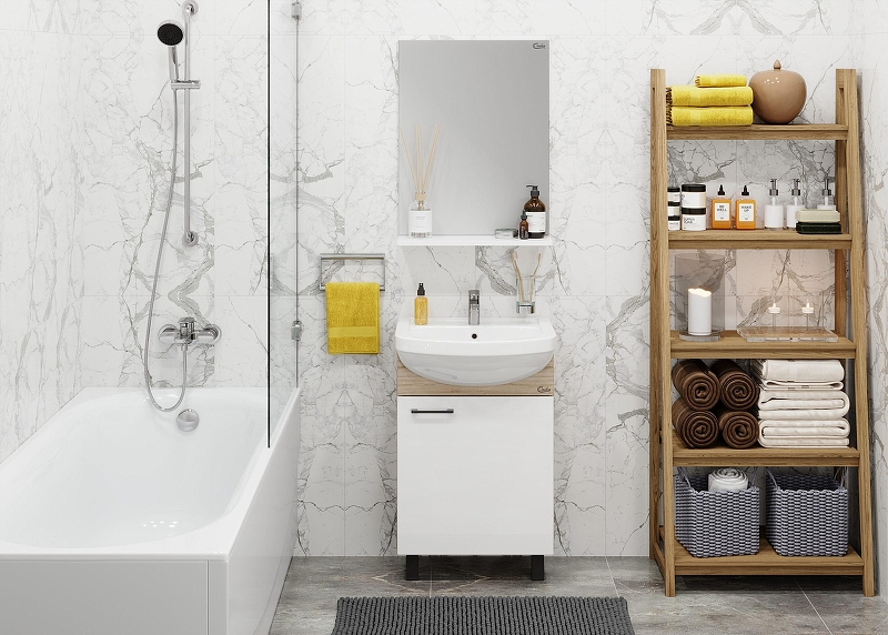 Тумба под раковину Onika Эко 52 R 105208 цвет Дуб сонома Белый, купить, цена, заказать, магазин, доставка, скидка, промокод, купить, цена, заказать, магазин, доставка, скидка, промокод