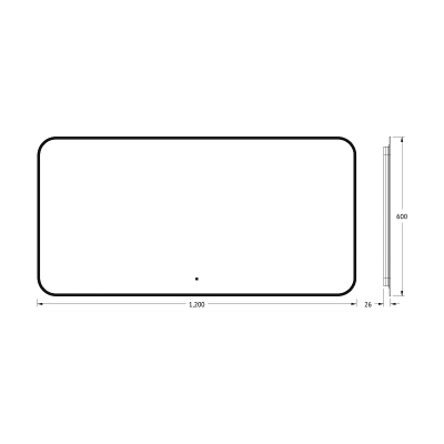 Зеркало Defesto Aura 120х60 DF 2978RH с подсветкой 34W-3000K/ИК - выключатель/Теплый белый свет/Черная рама