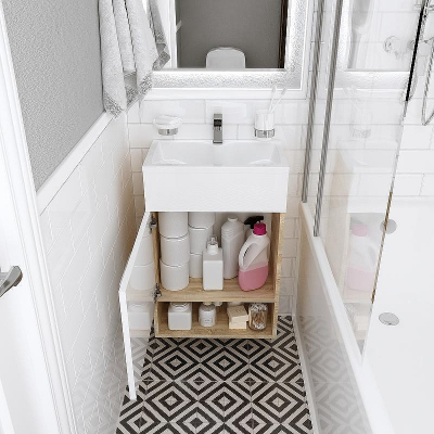 Тумба с раковиной 1MarKa July 50Н У85933 Дуб сонома Белая