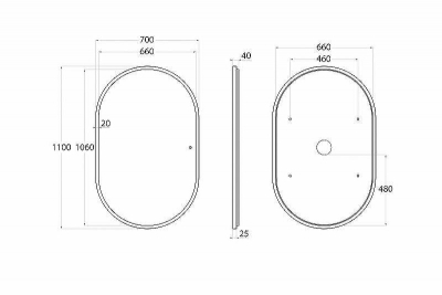 Зеркало Art&Max Bari AM-Bar-700-1100-DS-F с подсветкой с сенсорным выключателем Графит матовый
