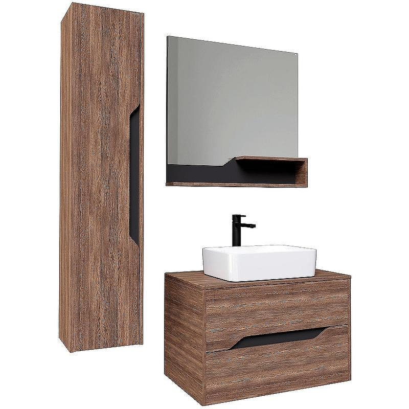 Тумба под раковину Grossman Лайф 80 108015 подвесная Винтажное дерево темное Графит, купить, цена, заказать, магазин, доставка, скидка, промокод, купить, цена, заказать, магазин, доставка, скидка, промокод