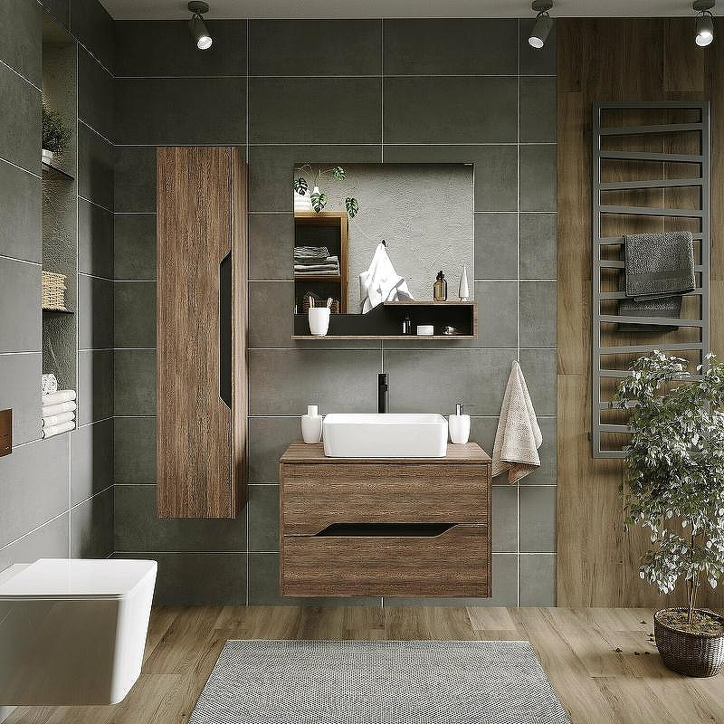 Тумба под раковину Grossman Лайф 80 108015 подвесная Винтажное дерево темное Графит, купить, цена, заказать, магазин, доставка, скидка, промокод, купить, цена, заказать, магазин, доставка, скидка, промокод