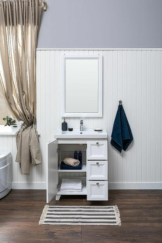 Тумба под раковину Aquanet Амели 70 261988 Белая матовая, купить, цена, заказать, магазин, доставка, скидка, промокод, купить, цена, заказать, магазин, доставка, скидка, промокод