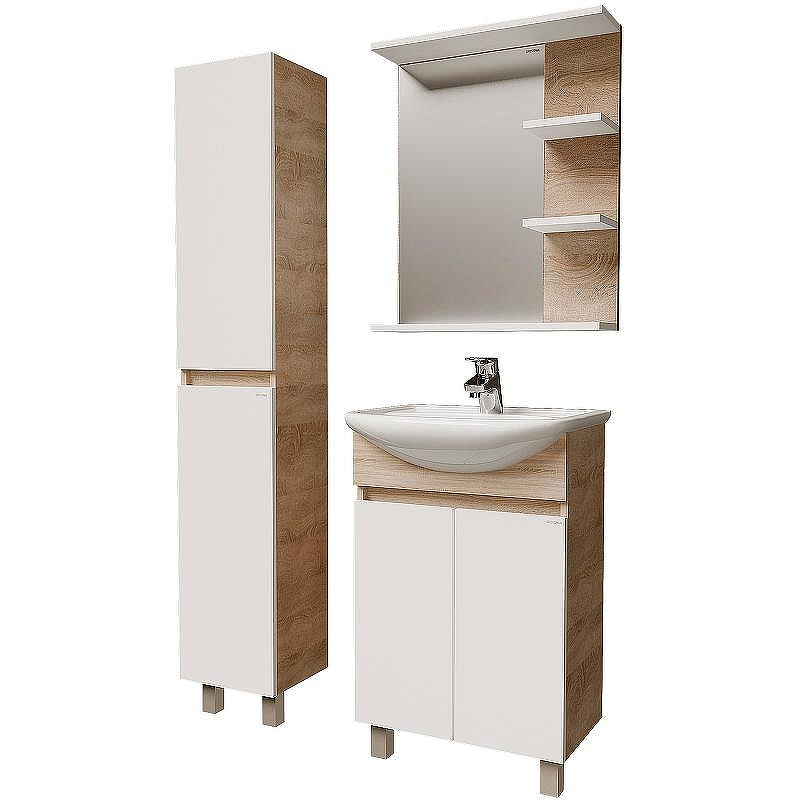 Тумба под раковину Grossman Поло 55 105501 Дуб сонома светлый Белая глянцевая, купить, цена, заказать, магазин, доставка, скидка, промокод, купить, цена, заказать, магазин, доставка, скидка, промокод