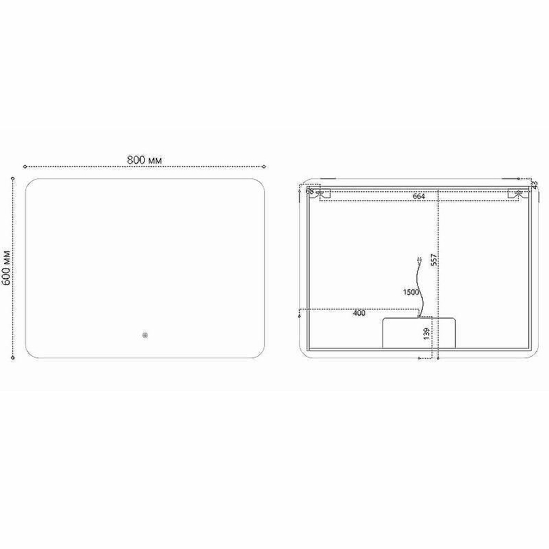 Зеркало Vincea 80 VLM-3BE800 с подсветкой с сенсорным выключателем и диммером, купить, цена, заказать, магазин, доставка, скидка, промокод, купить, цена, заказать, магазин, доставка, скидка, промокод