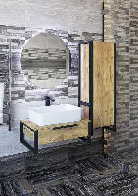 Шкаф пенал Sanflor Гард 43 С22583 Дуб крафт золотой Черный