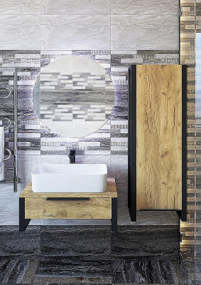 Шкаф пенал Sanflor Гард 43 С22583 Дуб крафт золотой Черный