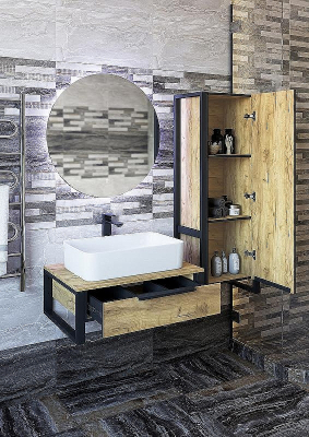 Шкаф пенал Sanflor Гард 43 С22583 Дуб крафт золотой Черный