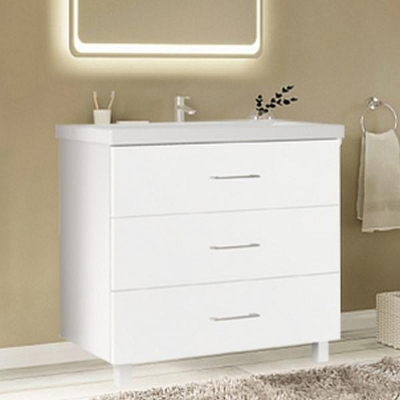 Тумба под раковину Marka One Mix 60Н с ручками Белая глянцевая