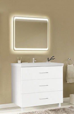 Тумба под раковину Marka One Mix 60Н с ручками Белая глянцевая