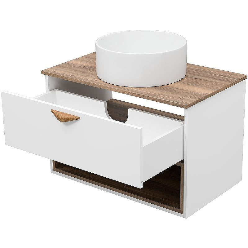 Тумба под раковину Brevita Bergen 80 BER-07080-19-01-1Я подвесная Белая матовая Дуб Галифакс олово, купить, цена, заказать, магазин, доставка, скидка, промокод, купить, цена, заказать, магазин, доставка, скидка, промокод