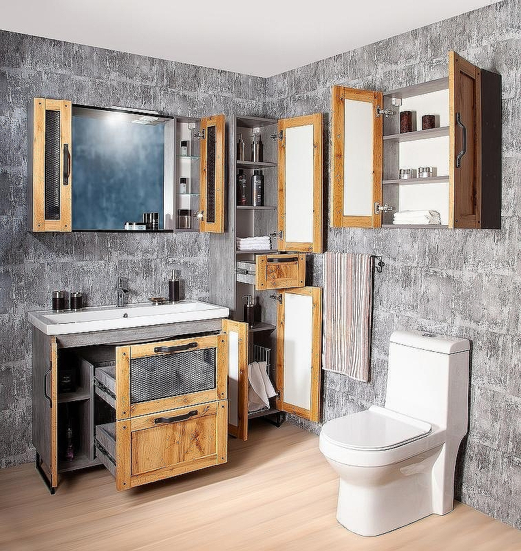 Зеркало Бриклаер Лофт 60 4627125413339 с подсветкой Метрополитен грей с клавишным выключателем, купить, цена, заказать, магазин, доставка, скидка, промокод, купить, цена, заказать, магазин, доставка, скидка, промокод