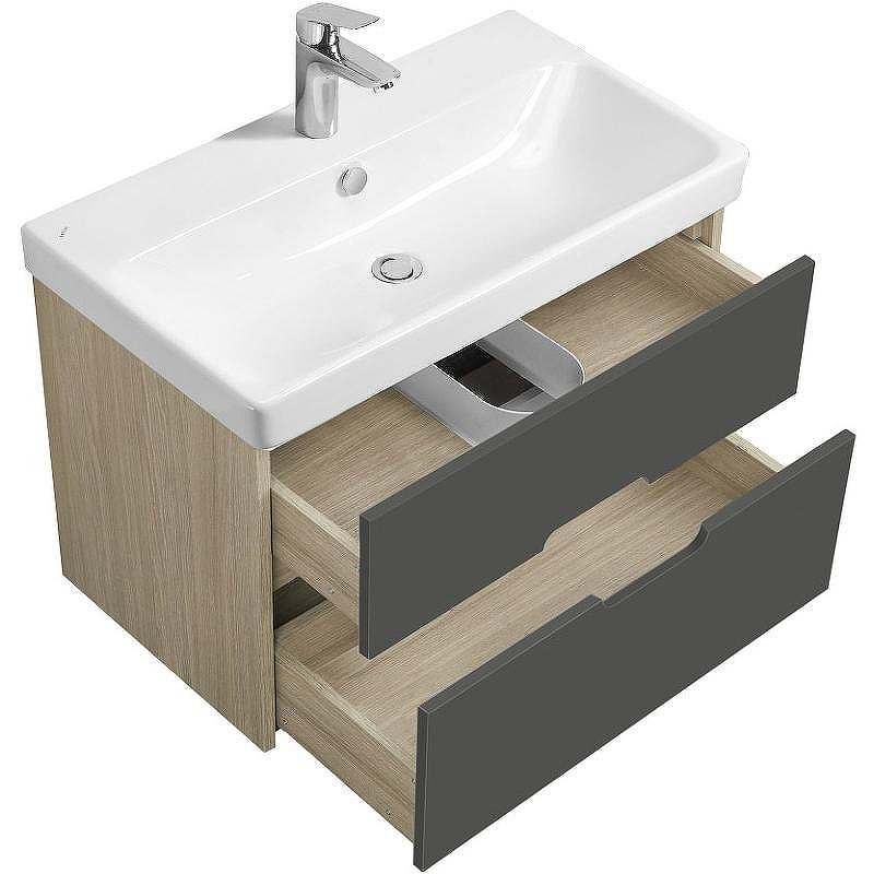 Тумба с раковиной Aquaton Оливия 80 1A2831K0OLUG0 подвесная Грей Дуб Ойстер, купить, цена, заказать, магазин, доставка, скидка, промокод, купить, цена, заказать, магазин, доставка, скидка, промокод