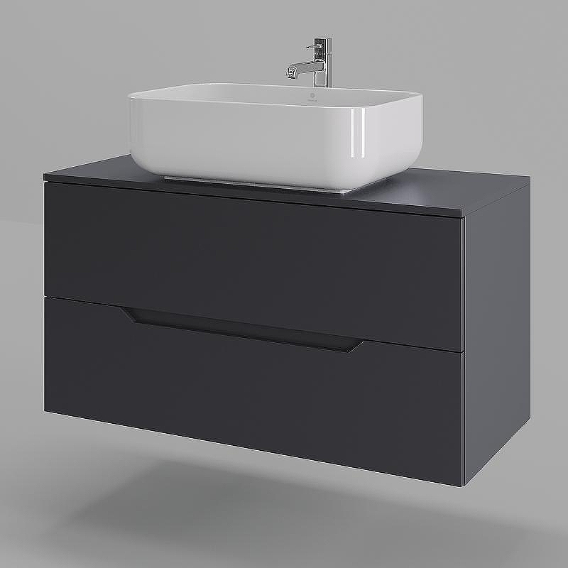 Тумба с раковиной Orange Line 100 Li-100TugMDF+B03-600W подвесная Графит матовый, купить, цена, заказать, магазин, доставка, скидка, промокод, купить, цена, заказать, магазин, доставка, скидка, промокод