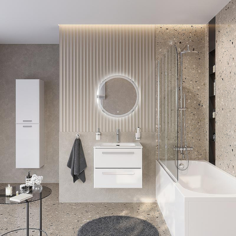 Тумба под раковину Cezares Eco-Cer-N 60 ECO-CER-N-600-2C-SO-BL подвесная Bianco Lucido без ручек, купить, цена, заказать, магазин, доставка, скидка, промокод, купить, цена, заказать, магазин, доставка, скидка, промокод