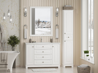 Тумба с раковиной Misty Ларго 120 УТ000023208 Белая матовая