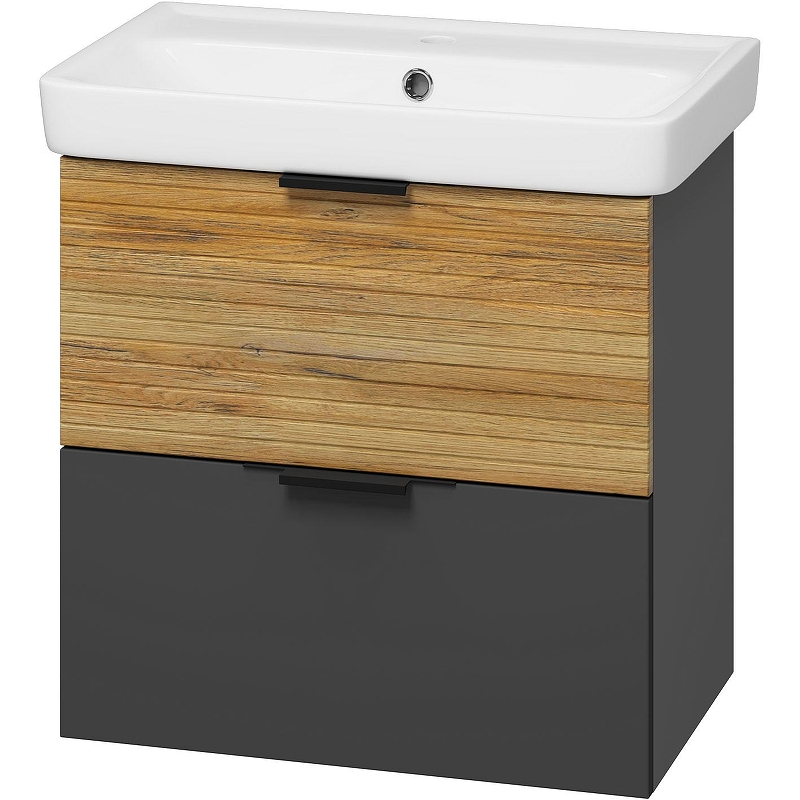 Тумба с раковиной Misty Форест 60 УТ000023196 подвесная Дуб Вотан Антрацит, купить, цена, заказать, магазин, доставка, скидка, промокод, купить, цена, заказать, магазин, доставка, скидка, промокод