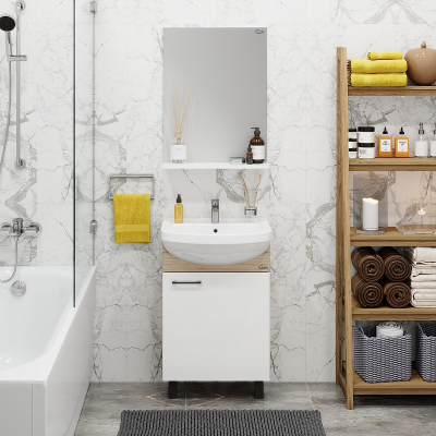 Тумба под раковину Onika Эко 52 R 105209 цвет Дуб сонома Белый