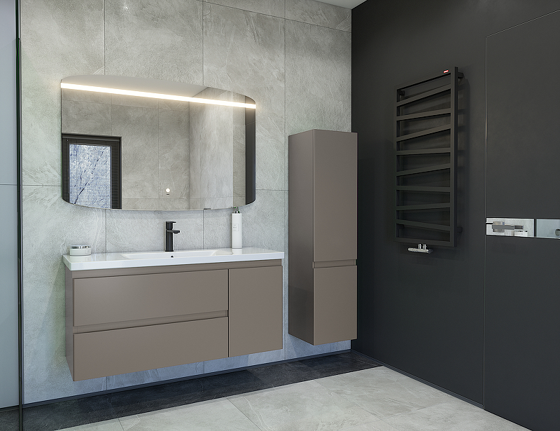 Тумба под раковину Caprigo Forte 120 36117R-SF025 подвесная цвет Айрон, купить, цена, заказать, магазин, доставка, скидка, промокод, купить, цена, заказать, магазин, доставка, скидка, промокод