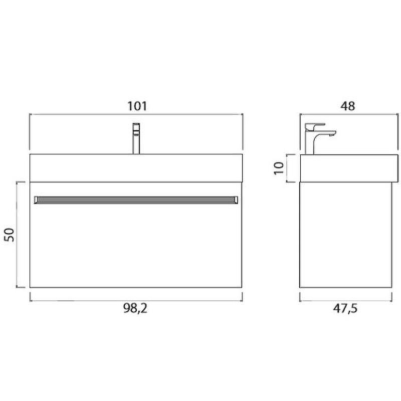 Тумба под раковину Creto Etna 100 4-1079W подвесная Белая, купить, цена, заказать, магазин, доставка, скидка, промокод, купить, цена, заказать, магазин, доставка, скидка, промокод