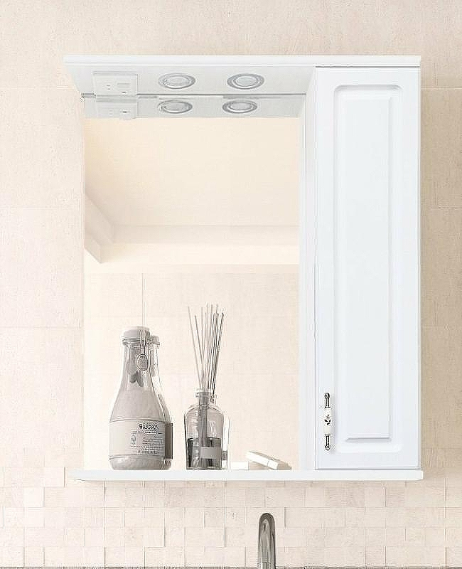 Зеркало со шкафом Style Line Олеандр 2 Люкс 65 ЛС-00000050 с подсветкой Белое, купить, цена, заказать, магазин, доставка, скидка, промокод, купить, цена, заказать, магазин, доставка, скидка, промокод