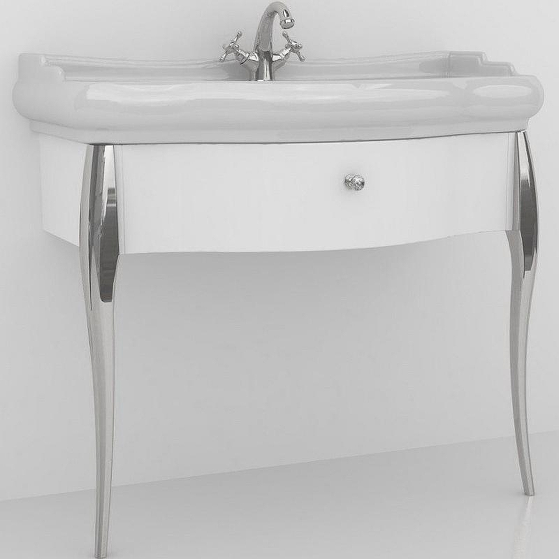 Тумба под раковину Kerasan Retro 100 7363K7 Белый глянец Хром, купить, цена, заказать, магазин, доставка, скидка, промокод, купить, цена, заказать, магазин, доставка, скидка, промокод