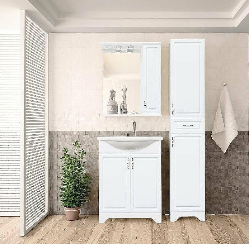 Тумба под раковину Style Line Олеандр 2 Люкс 55 ЛС-00000046 Белая, купить, цена, заказать, магазин, доставка, скидка, промокод, купить, цена, заказать, магазин, доставка, скидка, промокод