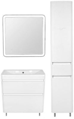 Шкаф пенал Style Line Атлантика Люкс Plus 35 ЛС-00000694 с бельевой корзиной Белый