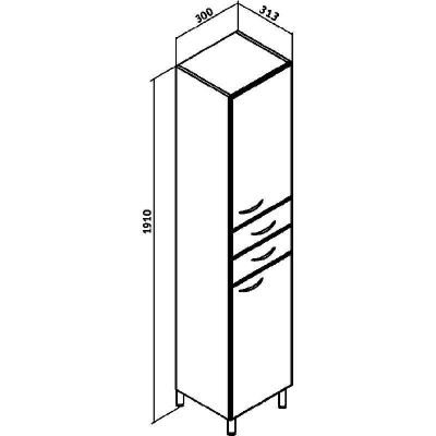 Шкаф пенал Runo Эконом 30 R 00000000125 Белый