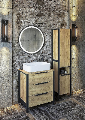 Шкаф пенал Sanflor Гард 2 43 С22584 Дуб крафт золотой Черный