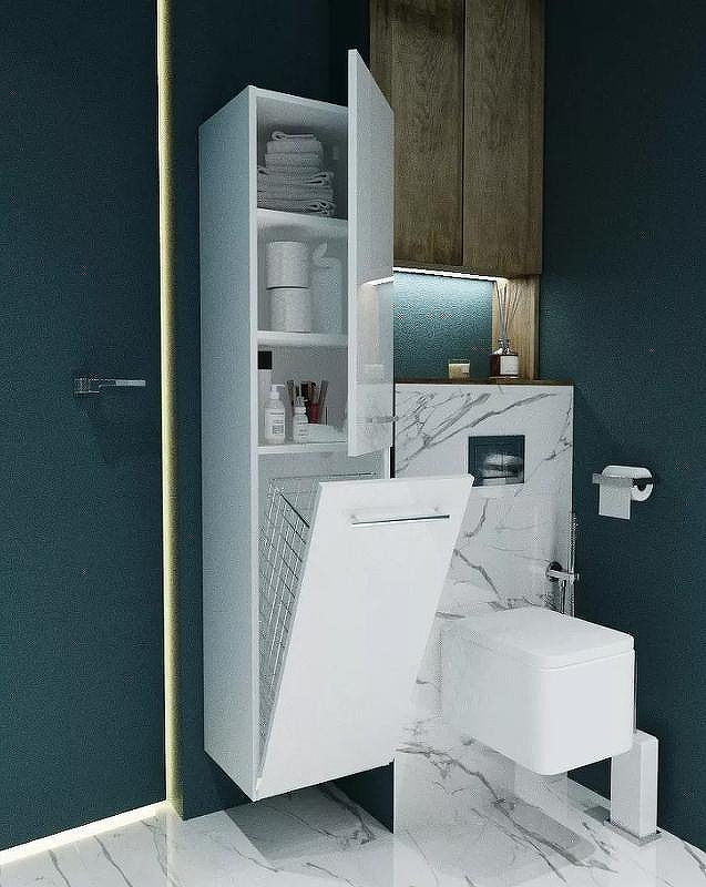 Шкаф пенал 1MarKa Соната 35 R У23259 с бельевой корзиной Белый глянцевый, купить, цена, заказать, магазин, доставка, скидка, промокод, купить, цена, заказать, магазин, доставка, скидка, промокод