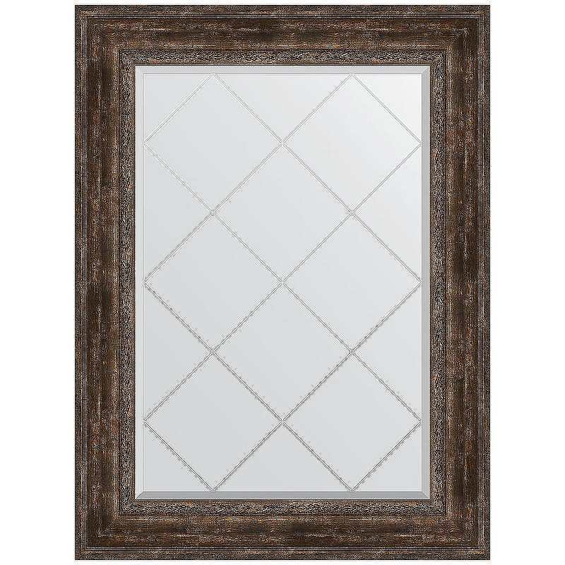 Зеркало Evoform Exclusive-G 110х82 BY 4215 с гравировкой в багетной раме - Состаренное дерево с орнаментом 120, купить, цена, заказать, магазин, доставка, скидка, промокод, купить, цена, заказать, магазин, доставка, скидка, промокод