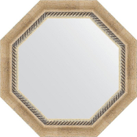 Зеркало Evoform Octagon 53х53 BY 3754 в багетной раме - Состаренное серебро с плетением 70, купить, цена, заказать, магазин, доставка, скидка, промокод, купить, цена, заказать, магазин, доставка, скидка, промокод