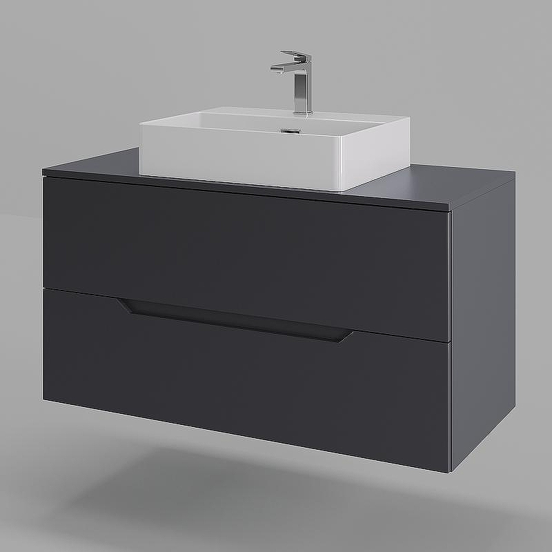 Тумба с раковиной Orange Line 100 Li-100TugMDF+B04-500W подвесная Графит матовый, купить, цена, заказать, магазин, доставка, скидка, промокод, купить, цена, заказать, магазин, доставка, скидка, промокод