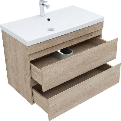 Тумба под раковину Aquanet Нота New 90 334199 подвесная Дуб светлый