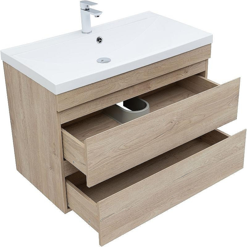 Тумба под раковину Aquanet Нота New 90 334199 подвесная Дуб светлый, купить, цена, заказать, магазин, доставка, скидка, промокод, купить, цена, заказать, магазин, доставка, скидка, промокод