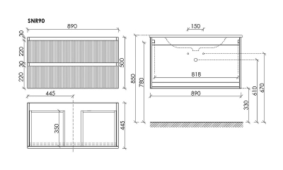 Тумба под раковину Sancos Snob R 90 SNR90SM подвесная Doha Soft
